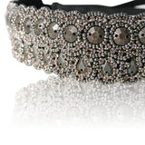 Great Gatsby Headband In Black with Diamond Accent Gatsby Flapper 1920's Rhinestone and Beaded Headband. Adjustable Band to Fit Any Head.