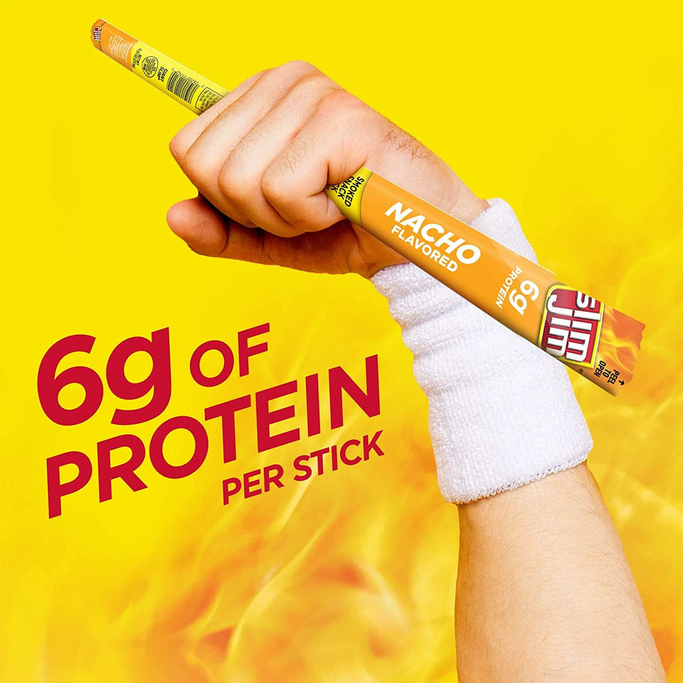 Slim Jim Giant Smoked Meat Sticks, Nacho Flavor, 6g Protein Per Stick, 0.97 oz. 2 Boxes (24 Count Each)