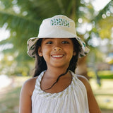 Kids Reversible Bucket Hat with Pineapple Print, for Girls, Packable Fun & Cool Beach UPF 50+ Sun Protection Bucket Hat - Ages 2-13 Years