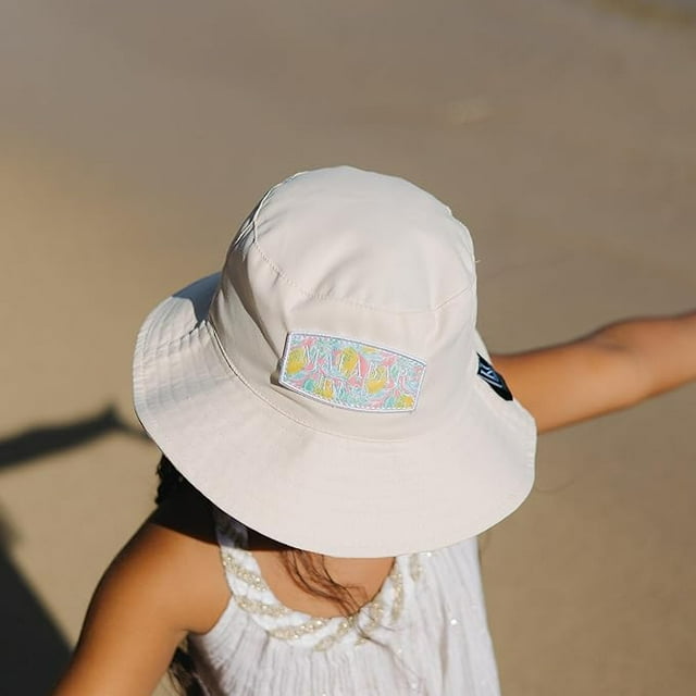 Kids Reversible Bucket Hat with Lemon Print, for Girls & Boys, Packable Fun & Cool Beach UPF 50+ Sun Protection Bucket Hat - Ages 2-13 Years