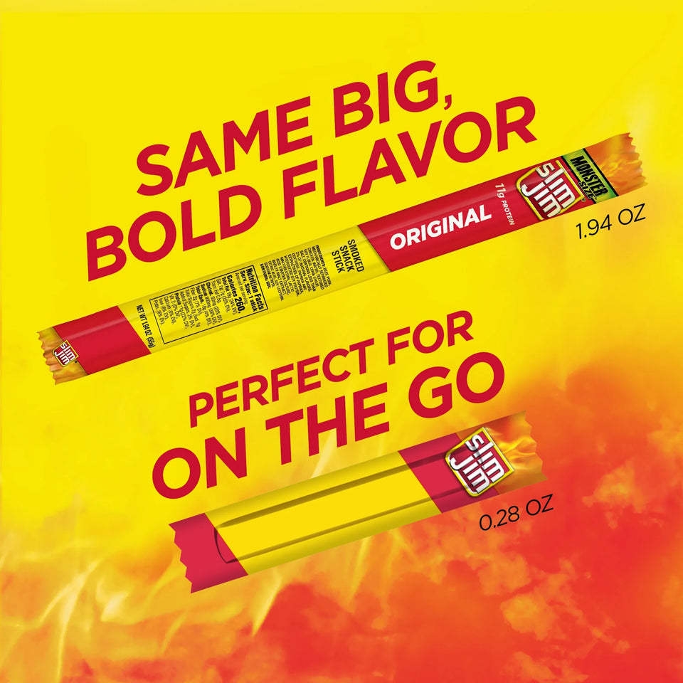 Slim Jim Original Smoked Snack Sized Sticks, 0.28 oz 46 Count Box (Pack of 2)