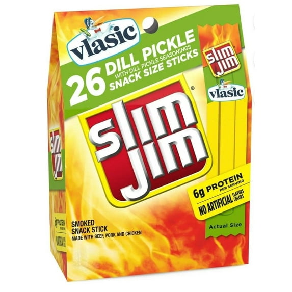 Slim Jim Dill Pickle Snack Sticks 26 per Box, 3 Pack