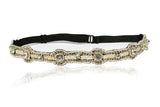 Bride Cream Thin Crystal Rhinestone Diamond Headband Adjustable Non-slip Comfortable for Wedding