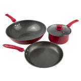 Smart Home 4-Piece Non-Stick Cookware Set in Red
