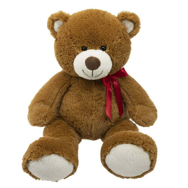 WAY TO CELEBRATE VALENTINE'S DAY GIFT 34 inch Jumbo Plush Brown Bear with Red Ribbon