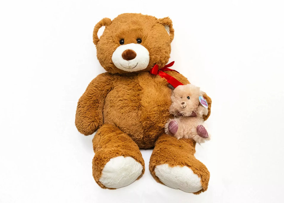 Fuzzy Friends Jumbo 34" Mom and Baby Plush Bears - Perfect Valentine’s Day Gift