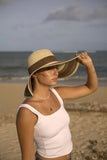 Women’s Southwest Striped Foldable Sun Hat – Wide Brim Summer Hat with Woven Synthetic Material for UV Protection