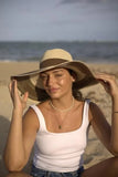 Women’s Southwest Striped Foldable Sun Hat – Wide Brim Summer Hat with Woven Synthetic Material for UV Protection