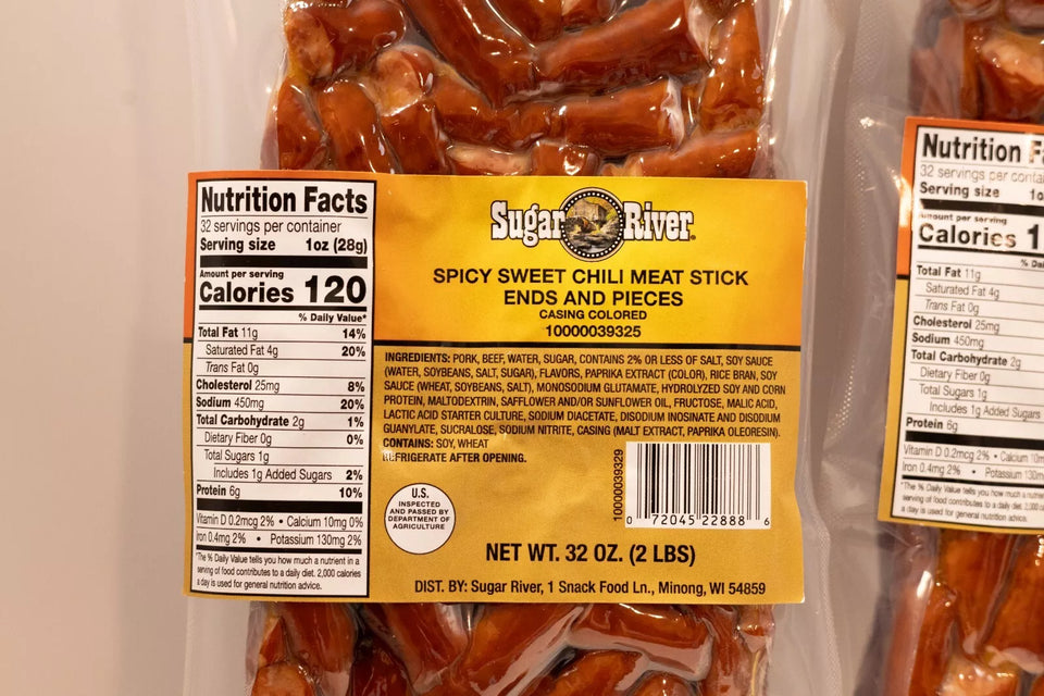 Sugar River Spicy Sweet Chili Beef Stick Ends & Pieces BULK 4 Pounds 2X2 LBS