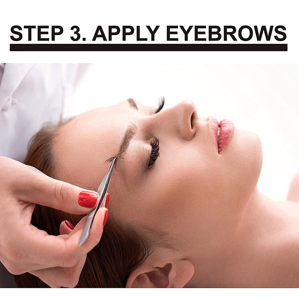 Eyebrow Extensions Kit with 1 x Trays of Mink Eyebrows in Dark Brown Comes on Mixed Length Trays 5-8 Mm Mix, Eyebrow Extension Glue Clear & Extension Tweezers (Dark Brown, Black Tweezer)