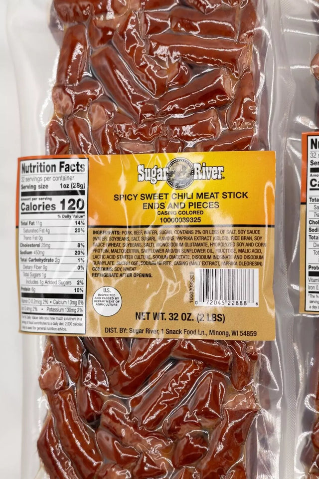 Sugar River Spicy Sweet Chili Beef Stick Ends & Pieces BULK 4 Pounds 2X2 LBS