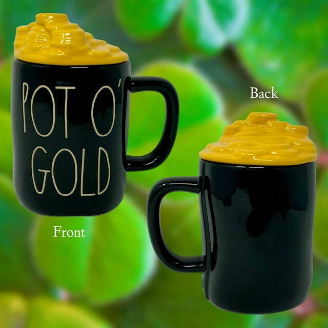 Rae Dunn Pot O' Gold Black Mug with Gold Coins Topper Lid Valentine's Day Gift