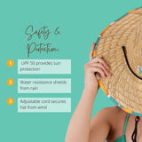 Beer Hat Fabric Pattern Print Straw Sunhat Women, Lifeguard Hat, Beach, Swim, Cruise, Paddle Board, Boat, Fishing, Fits All, Malabar Hat.