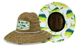 Dolphin fish Fabric Pattern Print Straw Sunhat Men & Women, Lifeguard Hat, Beach, Swim, Cruise, Paddle Board, Boat, Fishing, Fits All, Malabar Hat