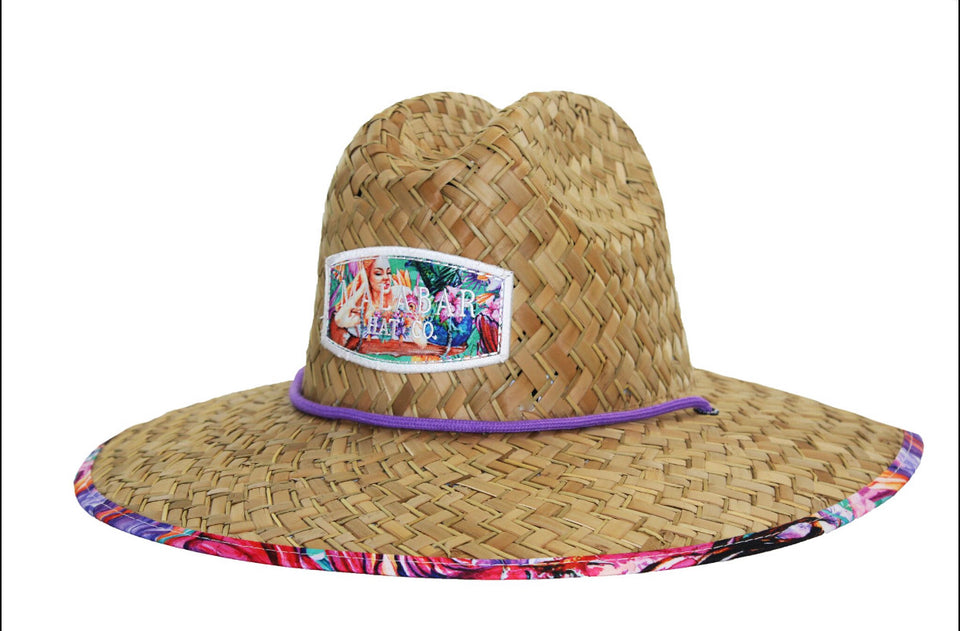 Mermaids Fabric Pattern Print Straw Sunhat Men & Women, Lifeguard Hat, Beach, Swim, Cruise, Paddle Board, Boat, Fishing, Fits All, Malabar Hat