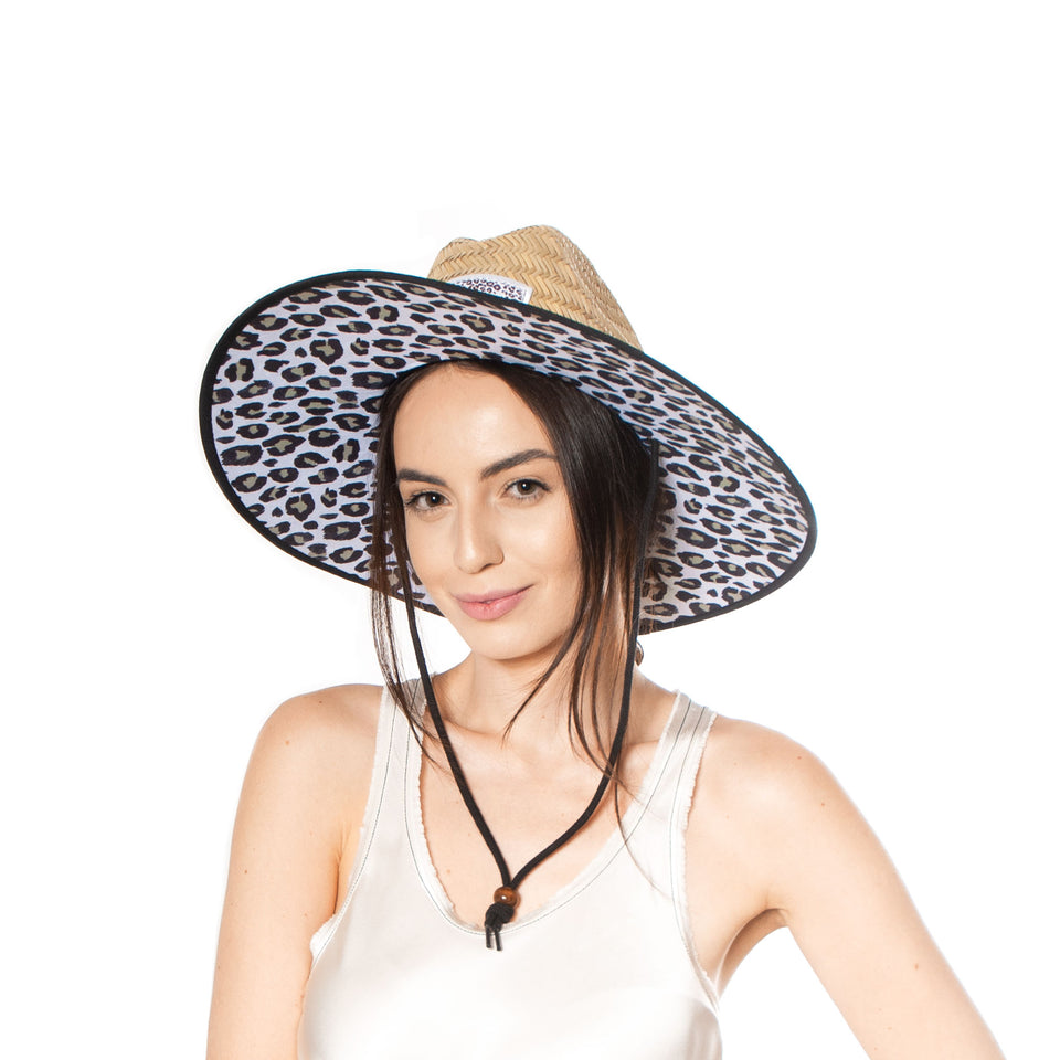Leopard Print Sun Hat Straw Hat For Beach, Boating, Fishing, Walking, or Hanging By The Pool